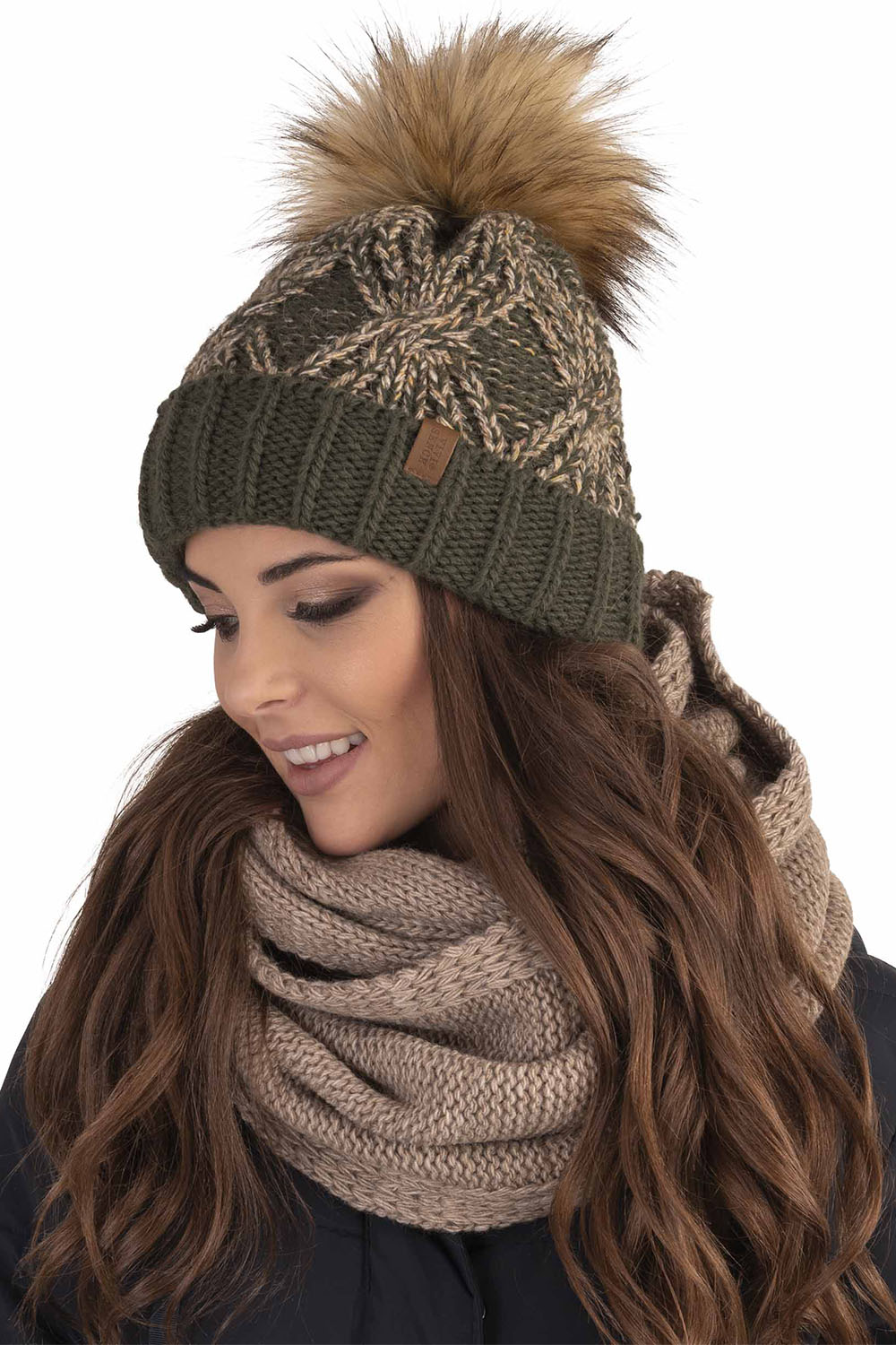 Vivisence Bonnet À Pompon Femme Doublé En Polaire Antistatique Tricoté 7029, vert