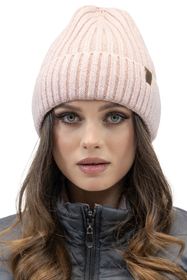 Vivisence Bonnet Pour Femme L'automne et L'hiver Classique En Fil Côtelé Chaud Avec Ourlet Renversé Parfaitement Ajusté À La Tête Sans Doublure Polaire Éco-Cuir Journées Froides 70104, rose