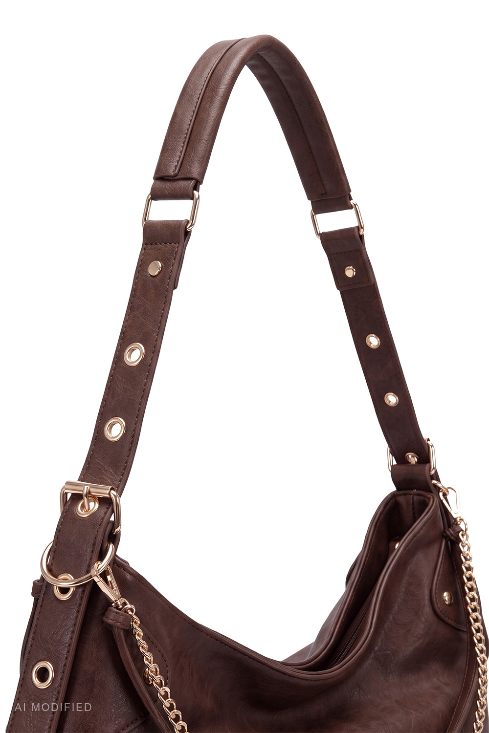 Vivisence Women's Faux Leather Hobo Shoulder Bag with Zip, dark brown