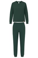 Vivisence Women's Tracksuit Two Piece Lounge Set With Classic Sweatshirt And Tapered Joggers Featuring Elastic Waist Ribbed Cuffs And Side Pockets For Everyday Comfort 9204kmpl, Green