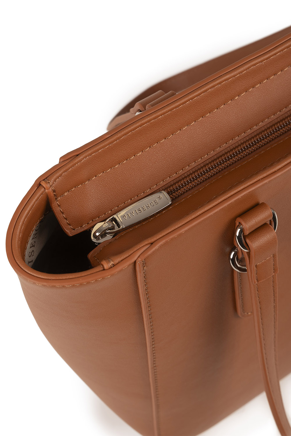 Vivisence Sac À Épaule Femme Fermeture Zippée Compact Idéal Au Quotidien, marron