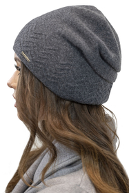 Vivisence Bonnet Femme Doublé Doux Motif Zigzag Ajustement Parfait Automne 7090, graphite