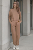 Vivisence Sweatshirt Damen Mit Rundhalsausschnitt Aus Baumwolle Langer Ärmel Bequemer Schnitt 9004, beige