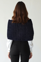 Vivisence Femme Poncho Maille Asymétrique Douceur Et Liberté De Mouvement, bleu foncé