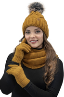 Vivisence Knitted Loop Scarf Double Folded Warm Ideal For Winter 7103, dark yellow
