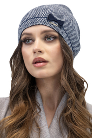 Vivisence Women's Winter Hat Knitted Warm With Wool Elegant Design 7003, dark blue