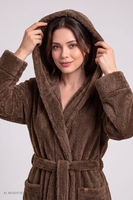 Vivisence Bathrobe Women Hooded Comfortable Everyday Cosy, brown