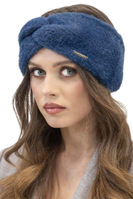 Vivisence Stirnband Damen Flauschig Gefüttert Verkreuzt Warm Herbst Winter 7093, dunkelblau