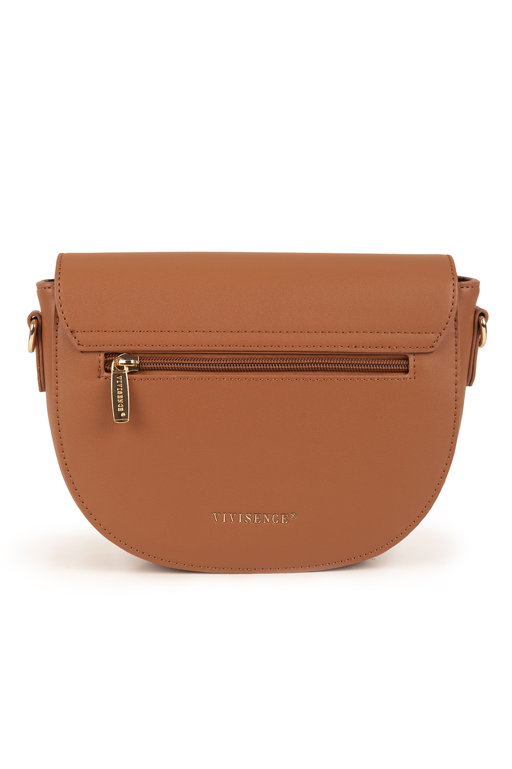 Vivisence Damen Schultertasche Magnetverschluss mit Zierstreifen, Braun