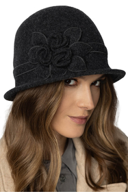 Vivisence Elegant Women's Winter Hat with Unique Hand-Embroidered Floral Design Perfect Fit No Static Hair Stylish Accessory Stylish Ideal For Winter And Autumn Weather, Grey