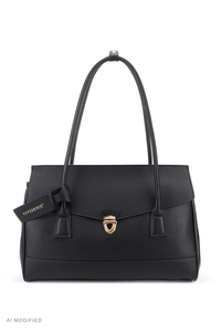 Vivisence T0038 Sac à main femme bandoulière polyuréthane, sac compartiment, noir