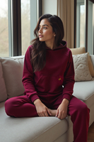 Vivisence Women Hoodie Sweatshirt Cotton Hood Pocket Casual Sportswear, maroon