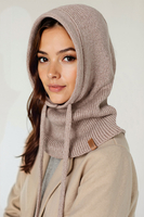 Vivisence Damen Kapuzenmütze Baumwolle Mit Kordelzug Wärmt Kopf Und Hals, Beige