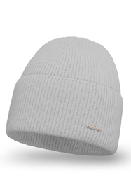 Vivisence Damen Mütze Winter Weich Strickmütze Umschlag-Saum Innenfutter 7096, hellgrau