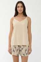 Vivisence Femme Pyjama Short Viscose Bretelles Réglables Confort Doux Pour Chaque Nuit, beige