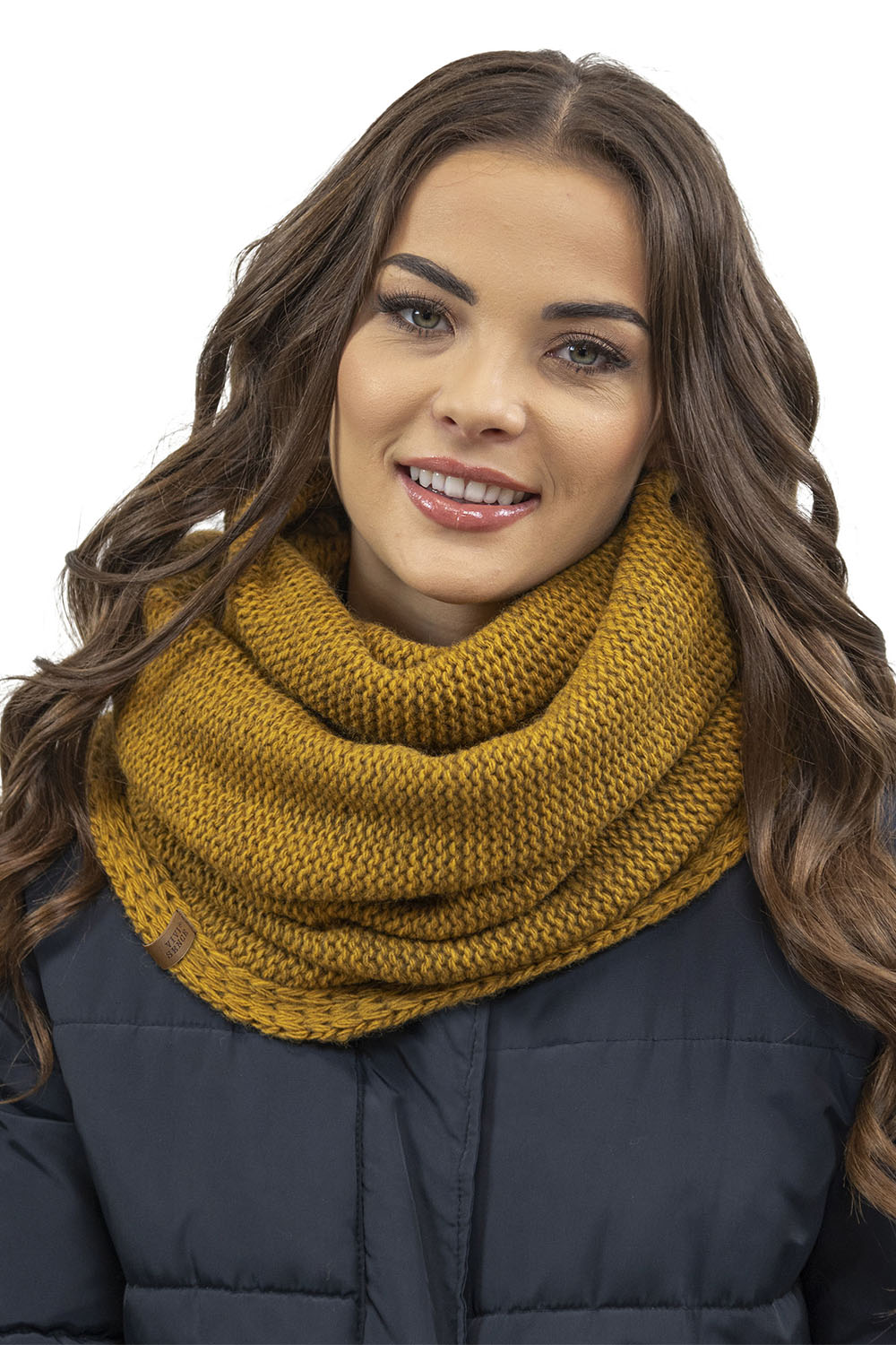 Vivisence Knitted Loop Scarf Double Folded Warm Ideal For Winter 7103, dark yellow