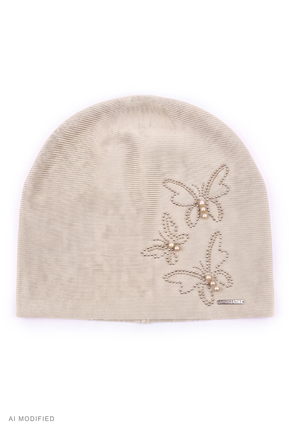 Vivisence Damen Mütze Beanie Strickmütze Acryl Viskose, beige