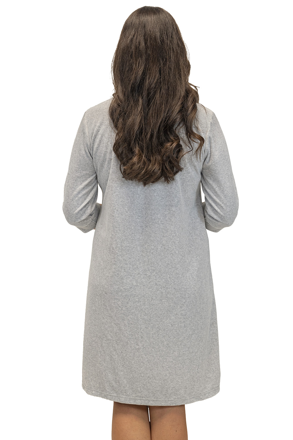 Vivisence Peignoir avec Poches Coton Fermeture Éclair Confortable Pour Porter à la Maison 5027, gris