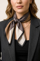 Vivisence Women Silk Scarf Hand Rolled Edges Soft Material Everyday Elegance, beige/brown