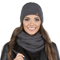 Vivisence Bonnet Et Cache Cou Femme Pour L'automne et L'hiver Ensemble Chaud Et Élégant Tricoté Avec Pompon Fourrure Doux Et Confortable Pour Activités Quotidiennes Et Plein Air 7017Kmpl, gris foncé