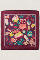 Vivisence Women Silk Scarf Pure Silk Square Hand Rolled Edges Versatile Style, navy blue/burgundy