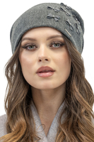 Vivisence Damen Mütze Winter Perlen Perfekter Passform Durch Falten 7089, schwarzgrau