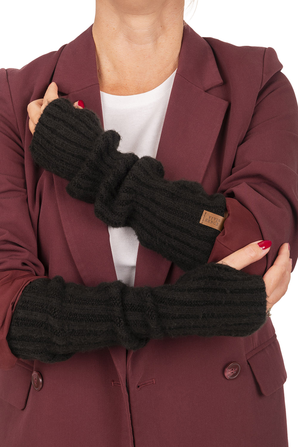 Vivisence Femme Gants Hiver Tricot Maille Extensible Douce Chaleur Confort, noir