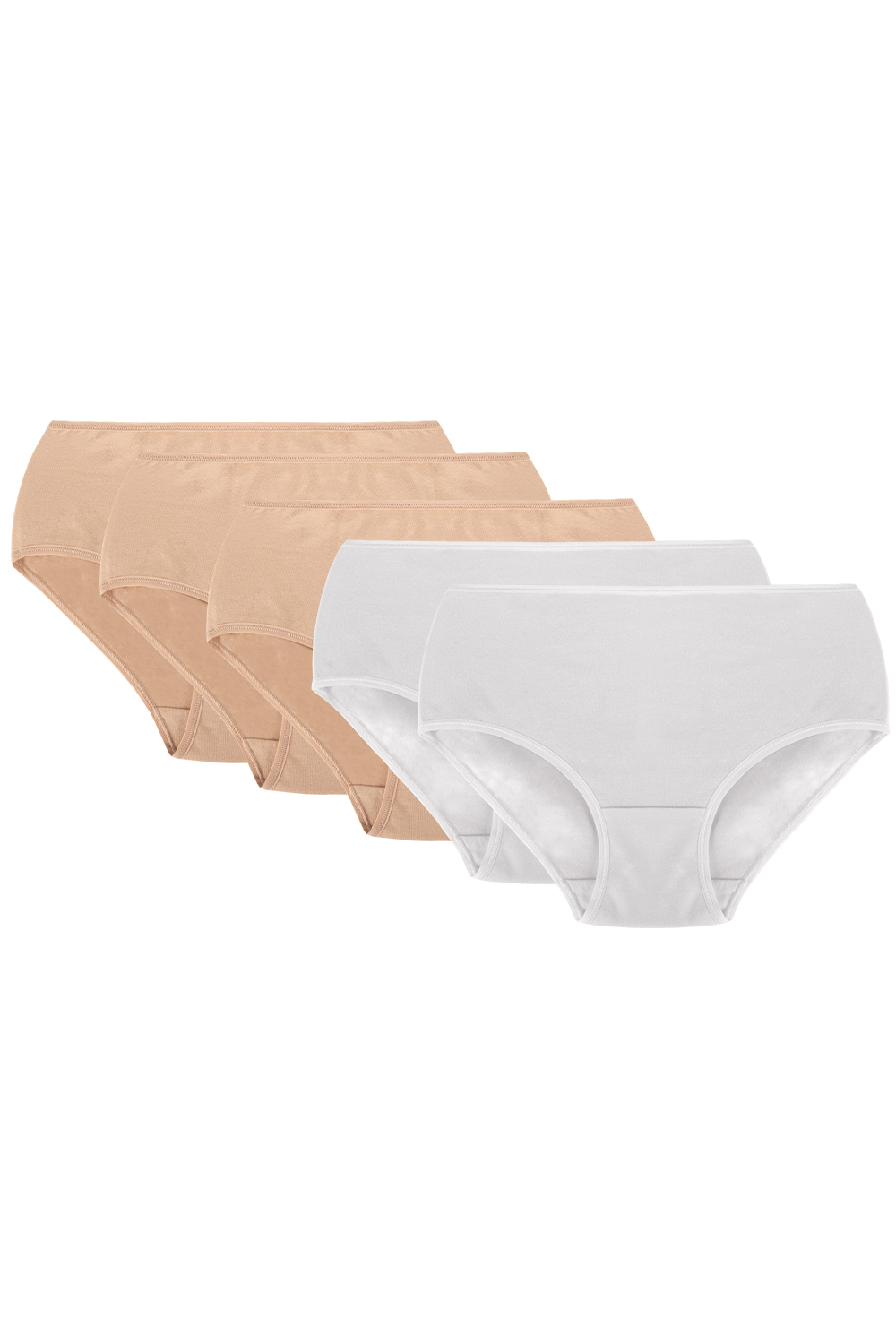 Vivisence 5-pack of classic women's briefs 4001, beige/beige/beige/white/white