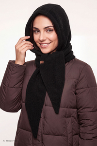 Vivisence Women Balaclava Front Tie Perfect Fit, black