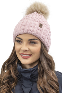 Vivisence Damen Mütze Bommel Warm Fleece Gefüttert Strick Winterstyle 7015, rosa