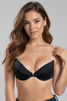 Vivisence Eve 1012 soutien-gorge push-up dos nu bretelles transparentes amovibles femme top qualité- fabriqué en UE, noir