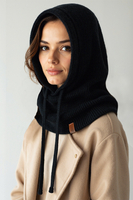 Vivisence Femme Cagoule Hiver Coton Doux Réglable Chaleur Quotidienne Confort, noir