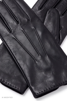Vivisence Herren Lederhandschuhe mit Wollfutter, schwarz