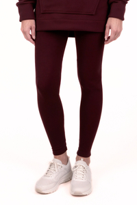 Vivisence Womens Leggings Ribbed Cotton Blend Elastic Waist All Day Comfort, maroon