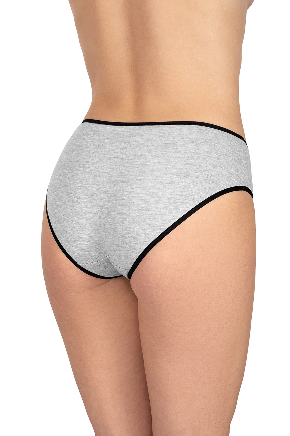 Vivisence Culotte Classique Slip pour Femme Lot de 3 Figi 4016, bande noire : gris 3-pack