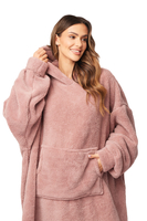 Vivisence Sweat à Capuche Couverture et Chaussettes Poche Frontale Couverture Oversize Chaud et Confortable Tissu Ultra Doux Idéal Pour l’Hiver et Comme Cadeau Cosy, rose