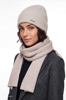 Vivisence Women's Set Merino Wool Cashmere Winter Hat and Scarf, beige