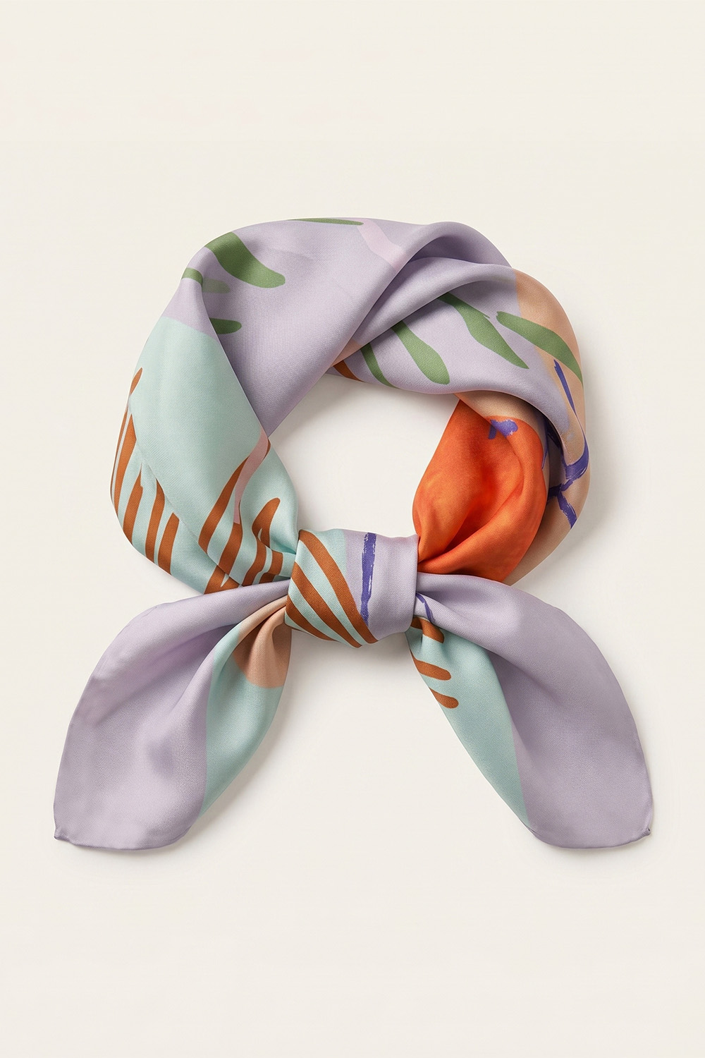 Vivisence Women Silk Scarf Hand Rolled Edges Versatile Year Round Comfort, purple/orange