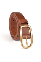 Vivisence Slim Leather Belt Rounded Buckle Adjustable Fit Daily Accessory P0004, brown