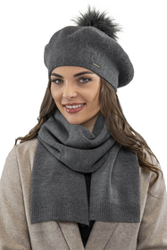 Vivisence Damen Winter Schal Mit Dekorativer Bindung Für Kalte Wintertage 7104, dunkelgrau