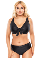 Vivisence Womens Underwire Swim Bra Non Padded with Tie Front Adjustable Straps for Full Bust Support, black shine