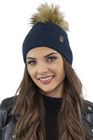 Vivisence Elegant Women’s Winter Set Classic Style Hat with Pom-Pom and Matching Scarf Warm and Static-Free Fabric Perfect for Both Elegant and Sporty Outfits Great Gift Idea, dark blue