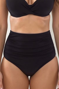 Vivisence Dame Bikinihose Unterteil Mit Hohem Bund Badeanzug Klassisch Musterlos Strandmode 3011, schwarz