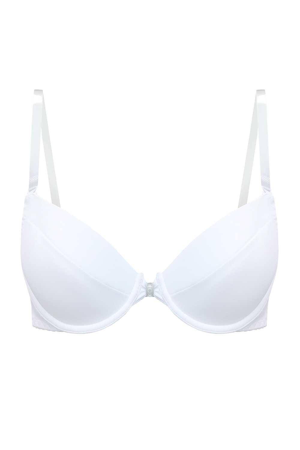 Vivisence Damen Push Up BH Rueckenfrei mit Frontverschluss Gepolsterte Cups Abnehmbare Transparente Traeger Fuer Abendkleider, weiß