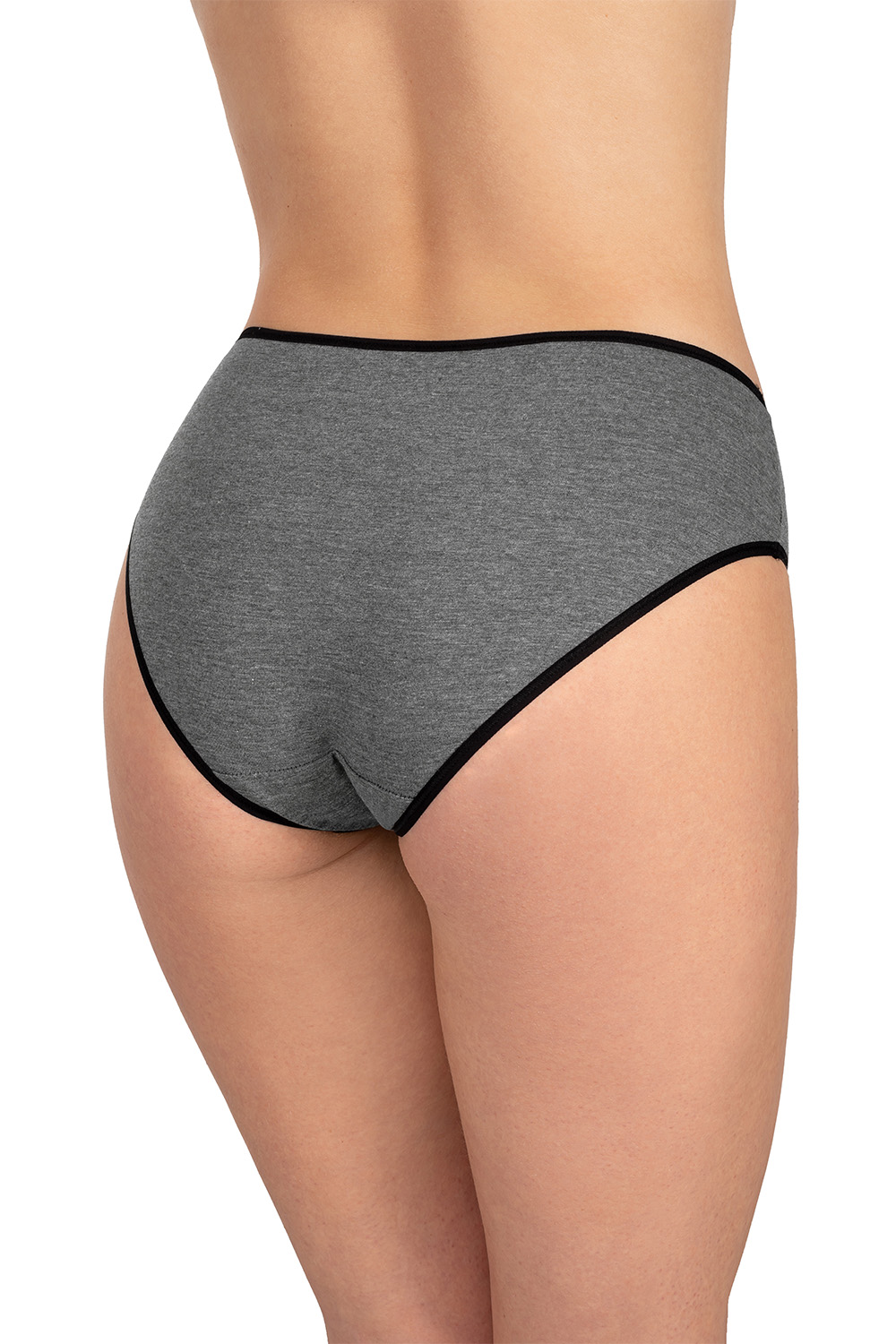 Vivisence Culotte Classique Slip pour Femme Lot de 3 Figi 4016, Bande Noire: Gris/Rose/Gris Foncé 3-pack