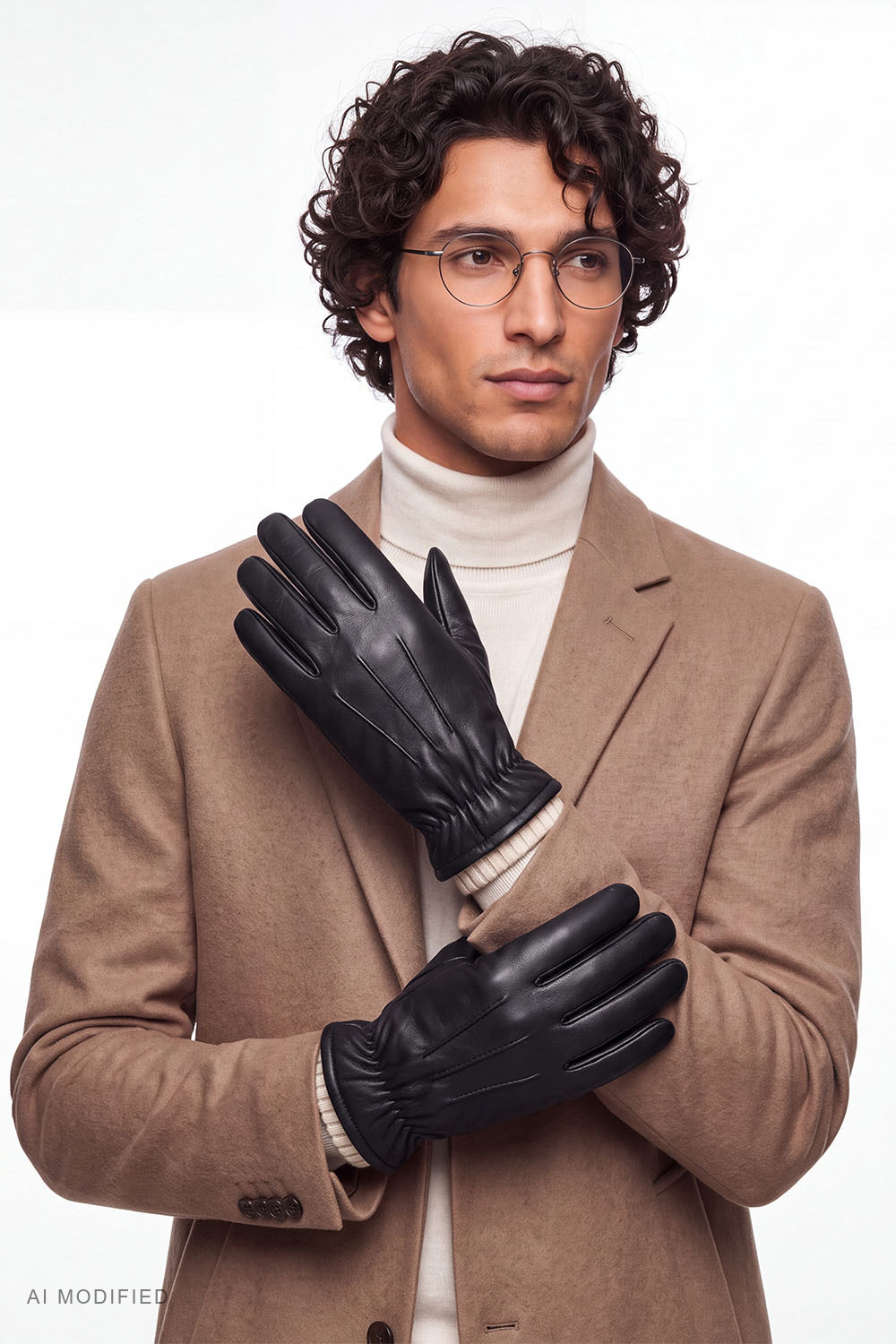 Vivisence gants homme cuir doublure laine, noir
