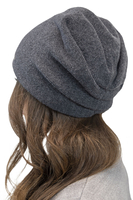 Vivisence Women's Hat Wool Pleated Fleece Lined Comfortable Everyday Winter 7085, dark grey