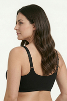 Vivisence Women’s Wireless Front Zip Bra, Soft Cotton Blend Everyday Comfort Bra with Adjustable Straps and Wide Underband, black