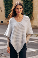 Vivisence Femme Poncho Maille Asymétrique Douceur Et Liberté De Mouvement, gris