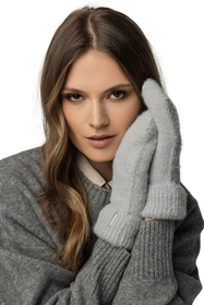 Vivisence Capuche Et Gants Femme Pour L'Hiver et L'Automne Balaclava Ensemble Élégant Fonctionnelle  Doublés En Polaire Pour Les Froides Journées D'Hiver Avec Protection Optimale 7097Kmpl, gris clair